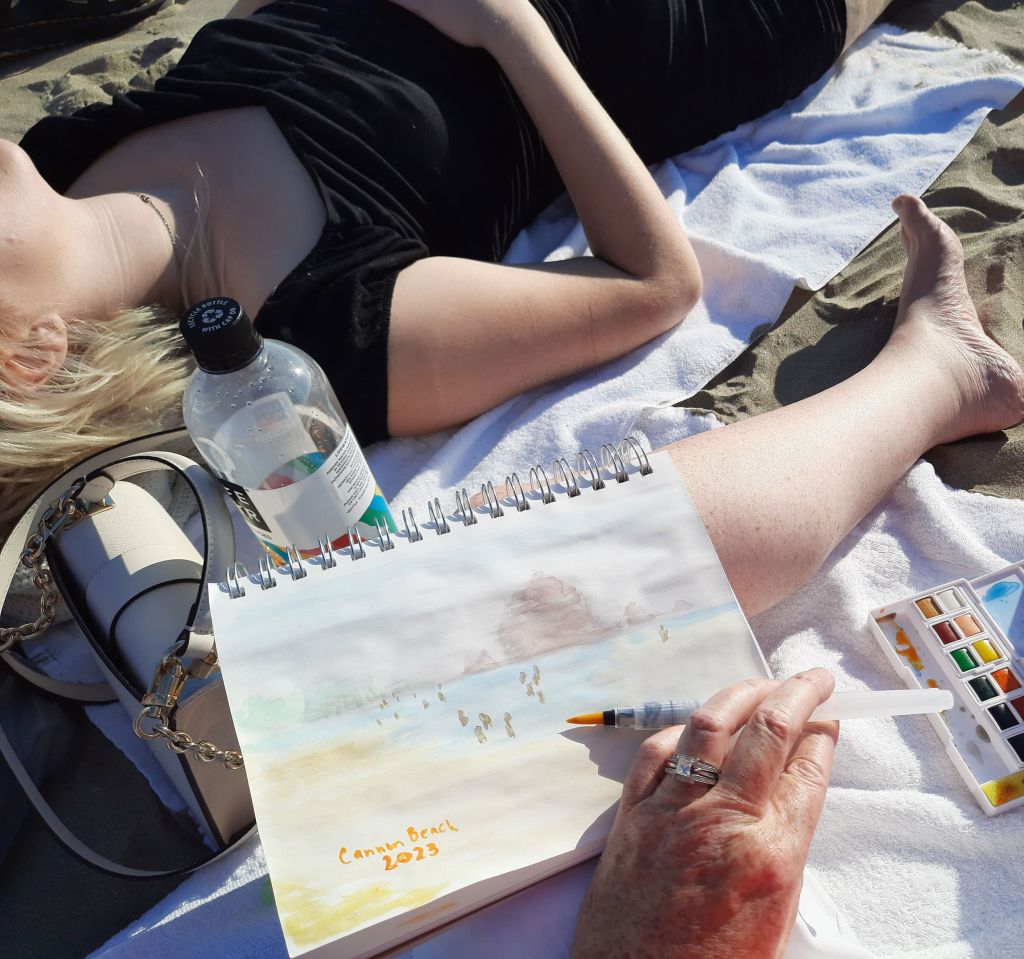 canon beach watercolor by kelly parke
