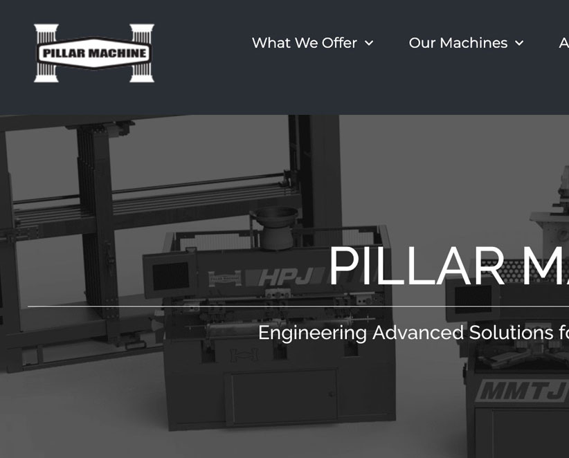 pillar machine website built by kelly parke